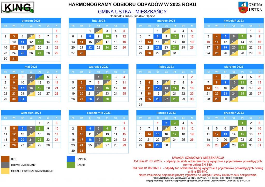 Odbiór odpadów komunalnych oraz segregowanych w gminie Ustka